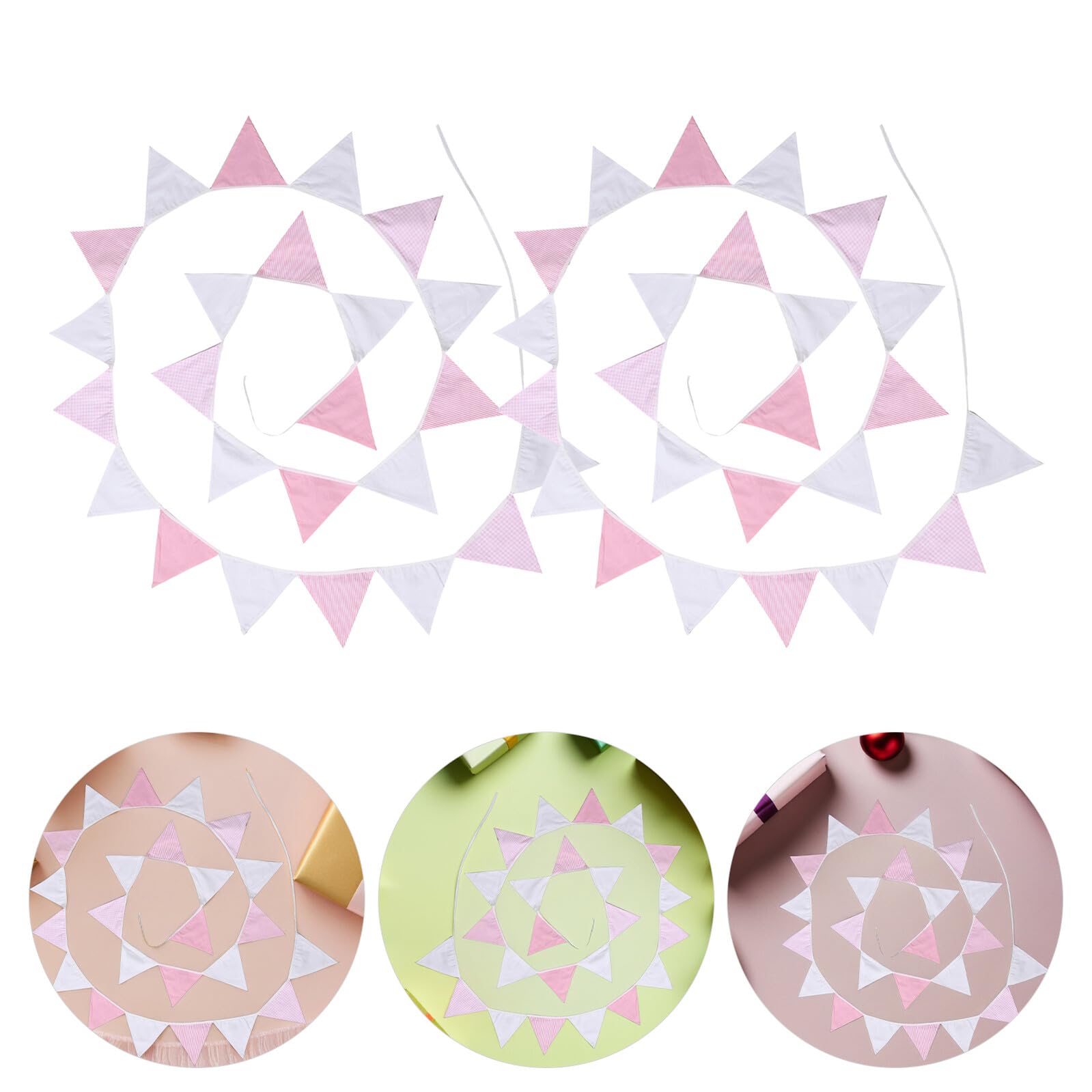VILLCASE 2 Piezas Banderines Diseño Encantador de Algodón Triangulares y Atmósfera Festiva para de Fiesta Infantil y Boda para Cumpleaños y