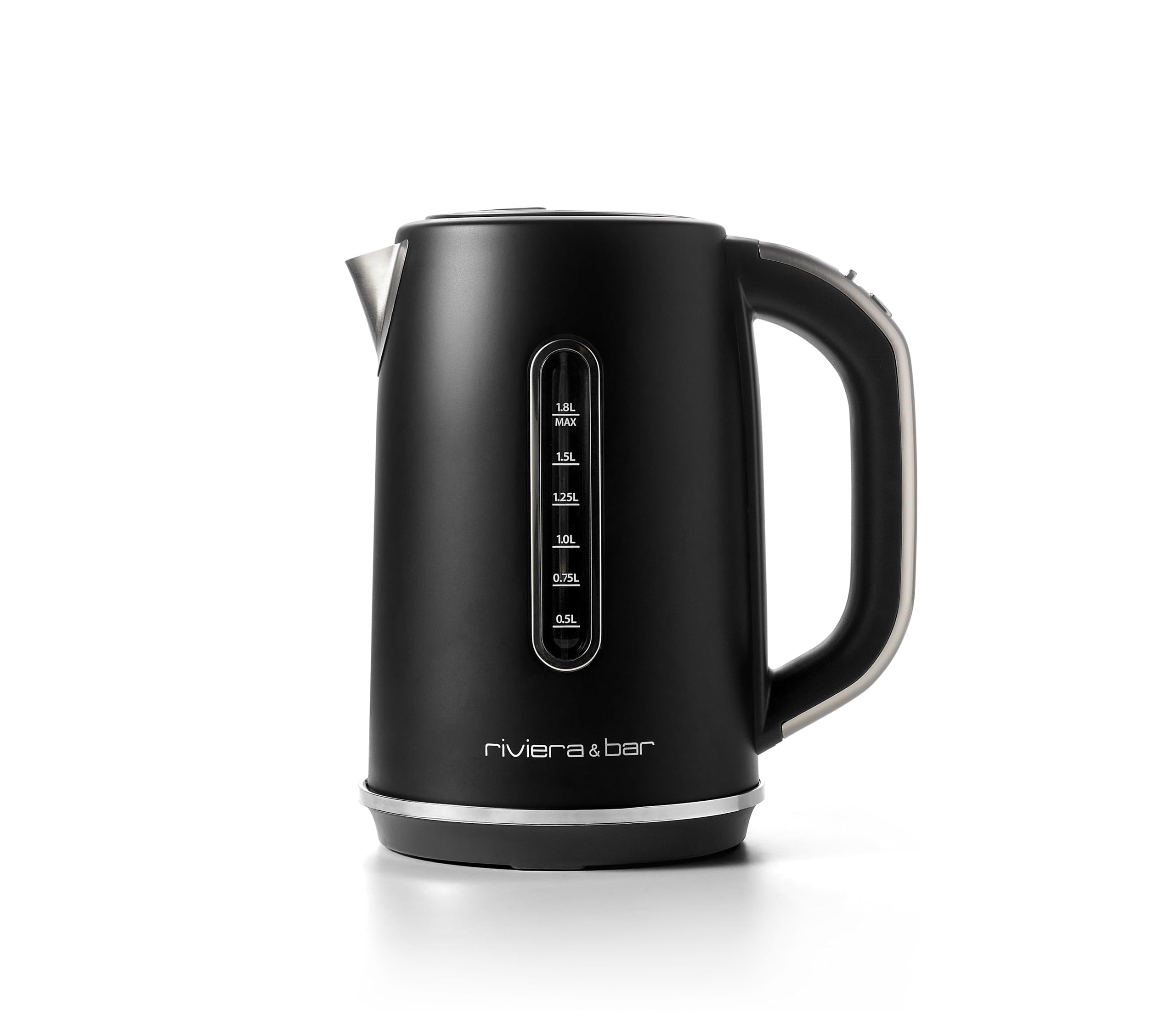 riviera&bar Bouilloire Inox 1,8L - Chauffe-Eau Rapide 2200W, Sélection Température 40-100°C - Écran LCD, Modes Eau et Thé, Sécurité Surchauffe - Black Satin