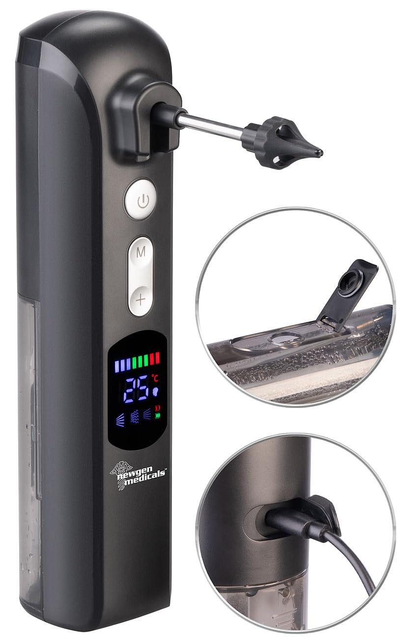 newgen medicals doccia auricolare: Pulitore per orecchie elettrico a batteria, con display, 3 modalità (pulizia orecchie, pulitore per elettrico, orecchio)