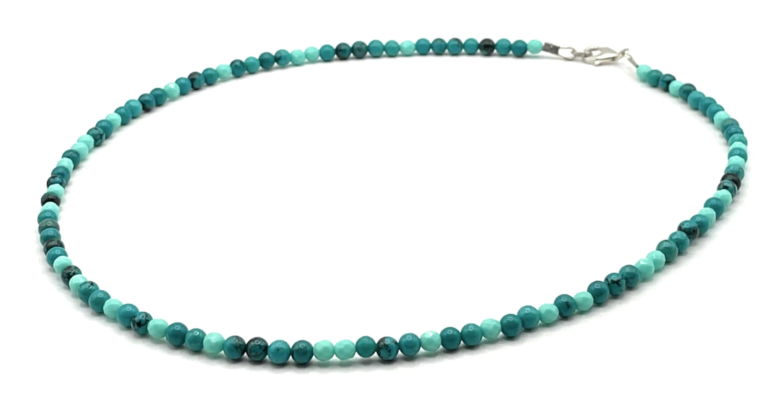 Türkis Zierliche Halskette, 925 Sterling Silber, Boho Schmuck für Frauen, Geschenk für Sie, Made in Italy