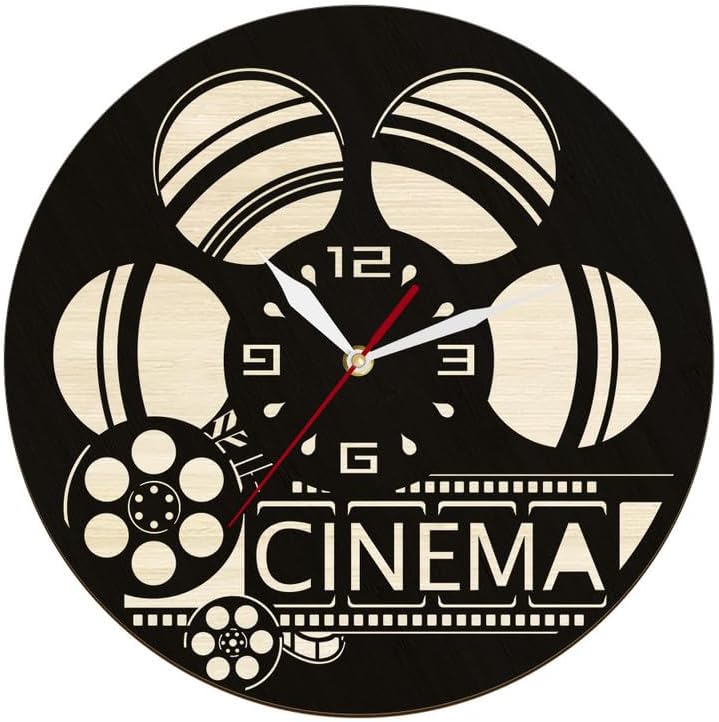 Cinema Roll Film Nature Wood Clock Movie Decor for Home Theater Filmstrip Eco Friendly Natural Art Wall Clock