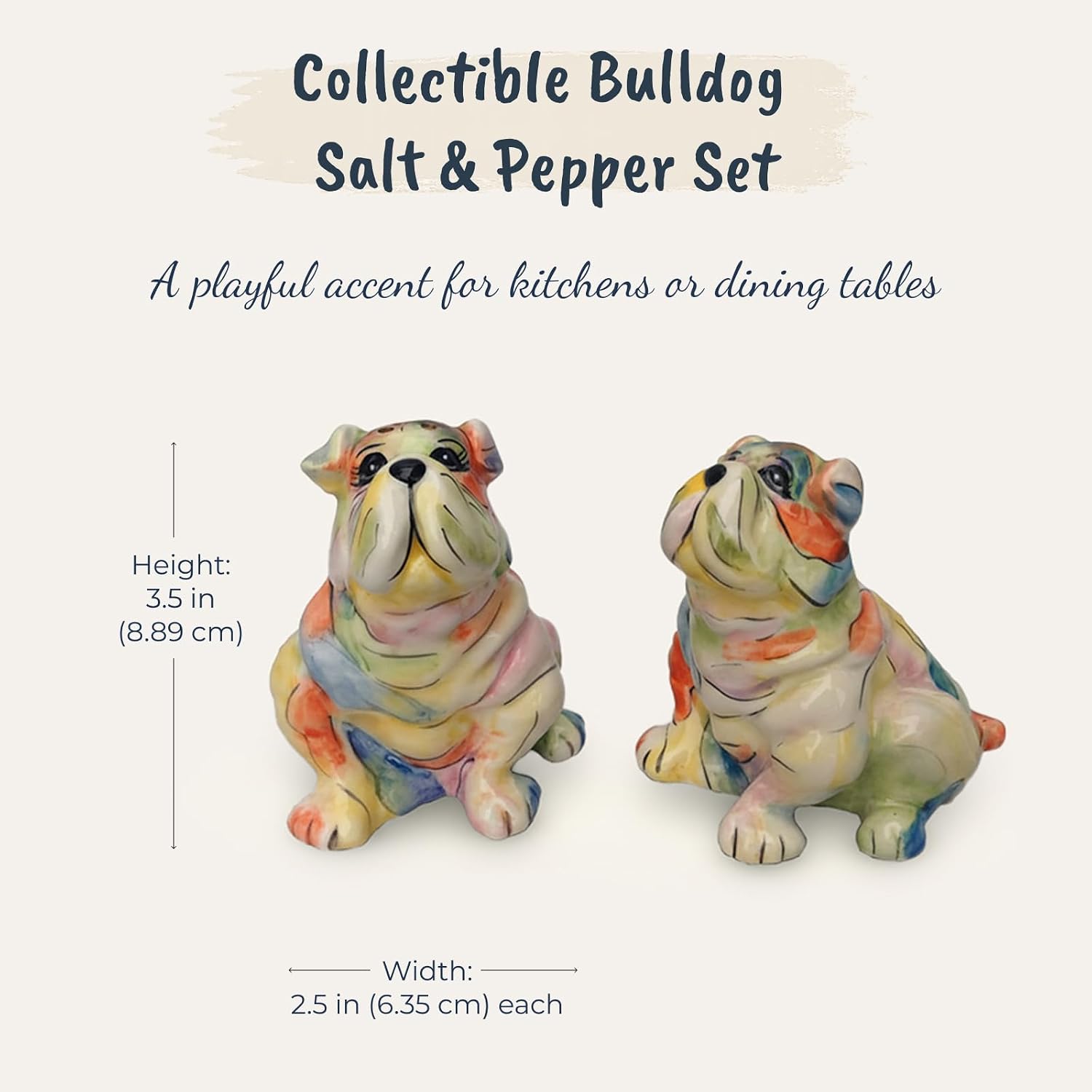 3.5" x 2.5" x 3.5" Bulldog Salt and Pepper Set