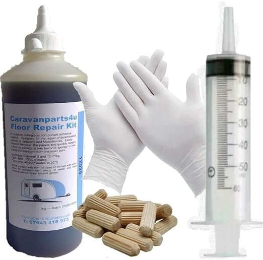 Caravan Spongy Floor Delamination One Shot Poly Adhesive + 30 Dowels