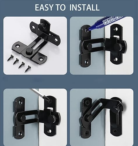 Miniatura 5 de Pestillo deslizante para puerta abatible, pestillo de acero inoxidable de 90 grados, cerradura de puerta de seguridad, puerta curva en ángulo recto,