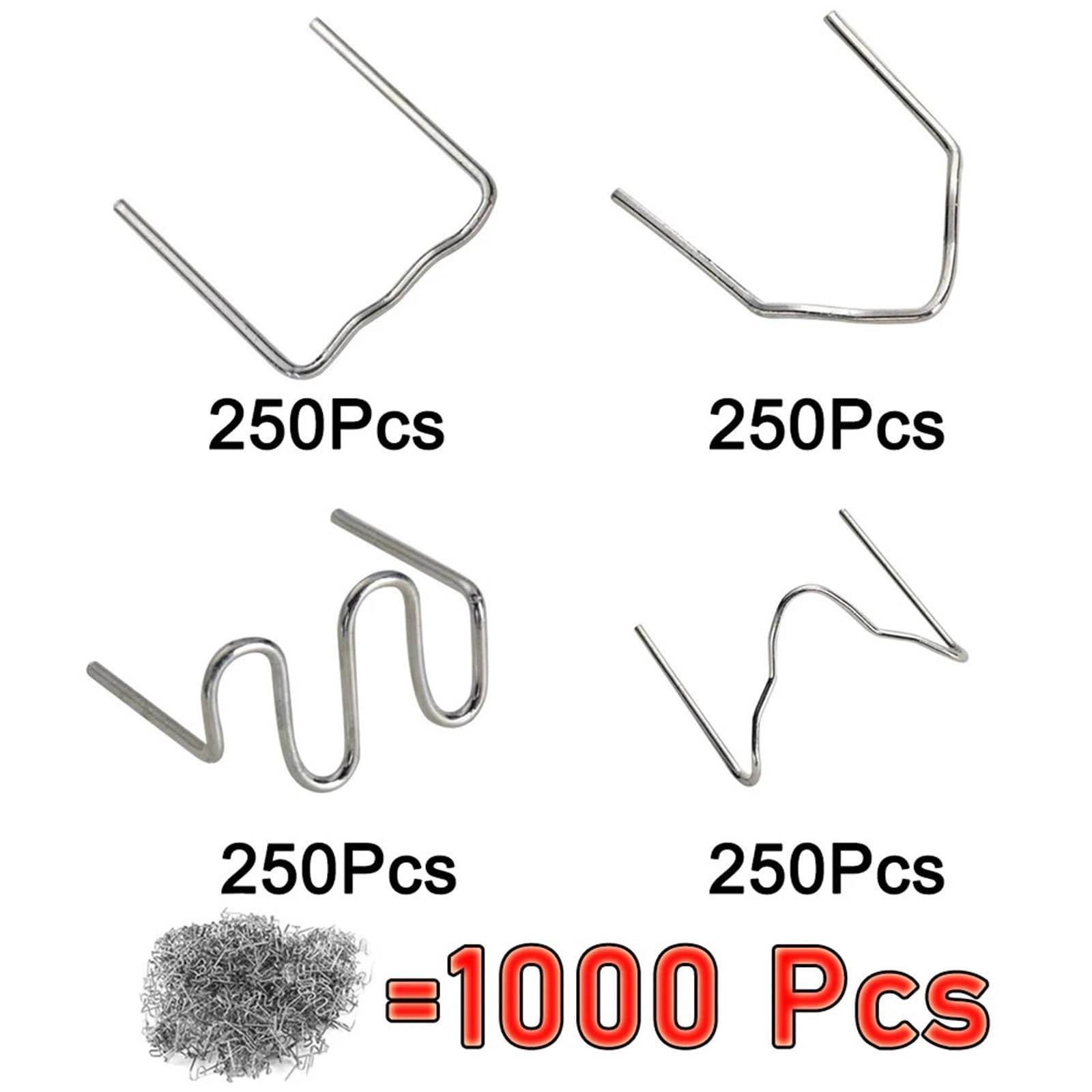 Chiodi di Saldatura Graffette per saldatura in plastica 1000/500/200/100 pezzi 4 tipi di chiodi per da 0,8 mm Kit per riparazione saldatrice in(S Type 500 Pcs)