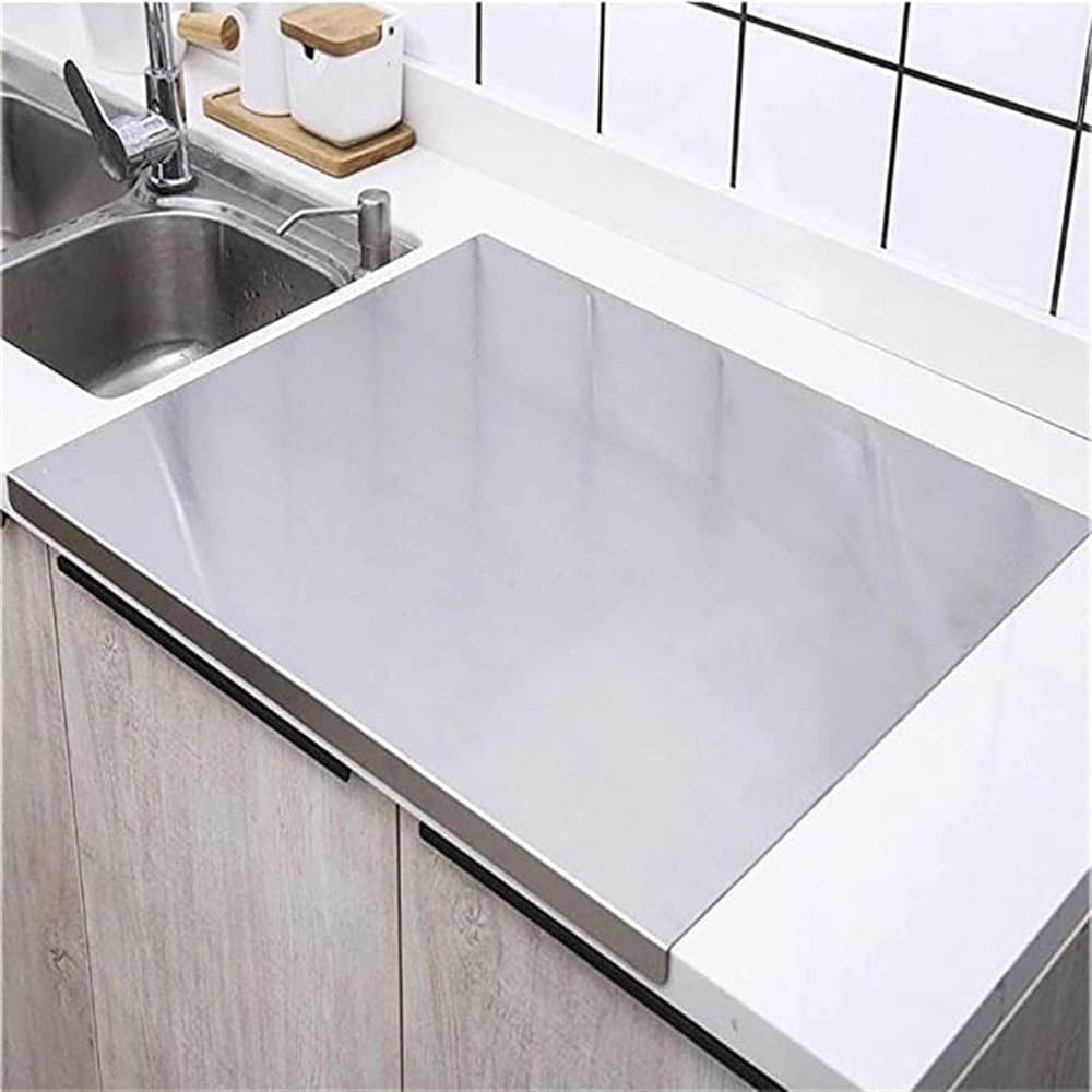 Tabla de cortar grande de acero inoxidable para cocina, resistente para carne, verduras y pan, tamaño extragrande, 60 x 60 cm