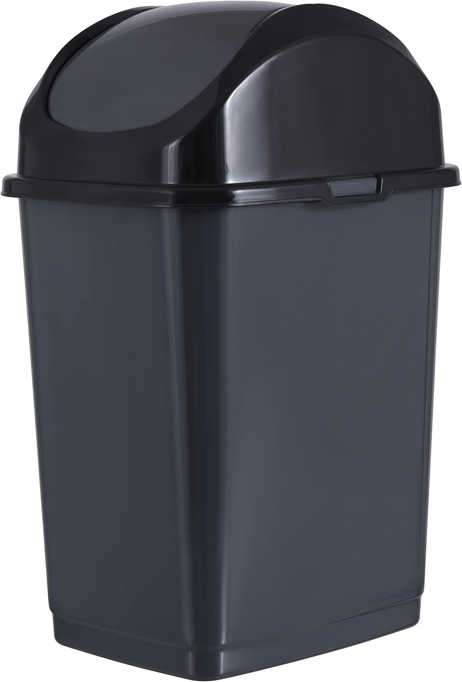 Superio Kitchen Trash Can with Swing Top Lid 9 Gallon, Slim Waste Bin 37 Qt Durable Plastic, Fit Small Spaces , Office, Bathroom, Under Counter (Onyx Grey/Black)