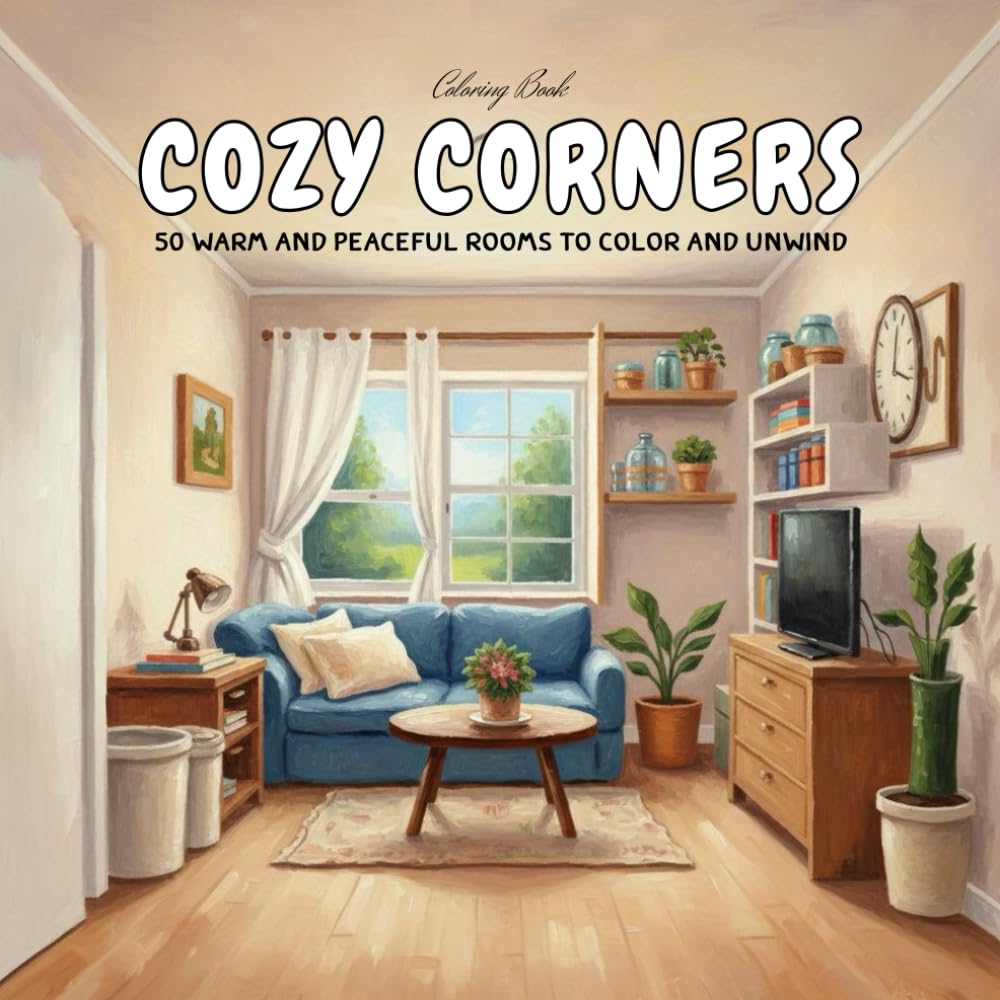 COZY CORNERS: 50 Warm and Peaceful Rooms to Color and Unwind