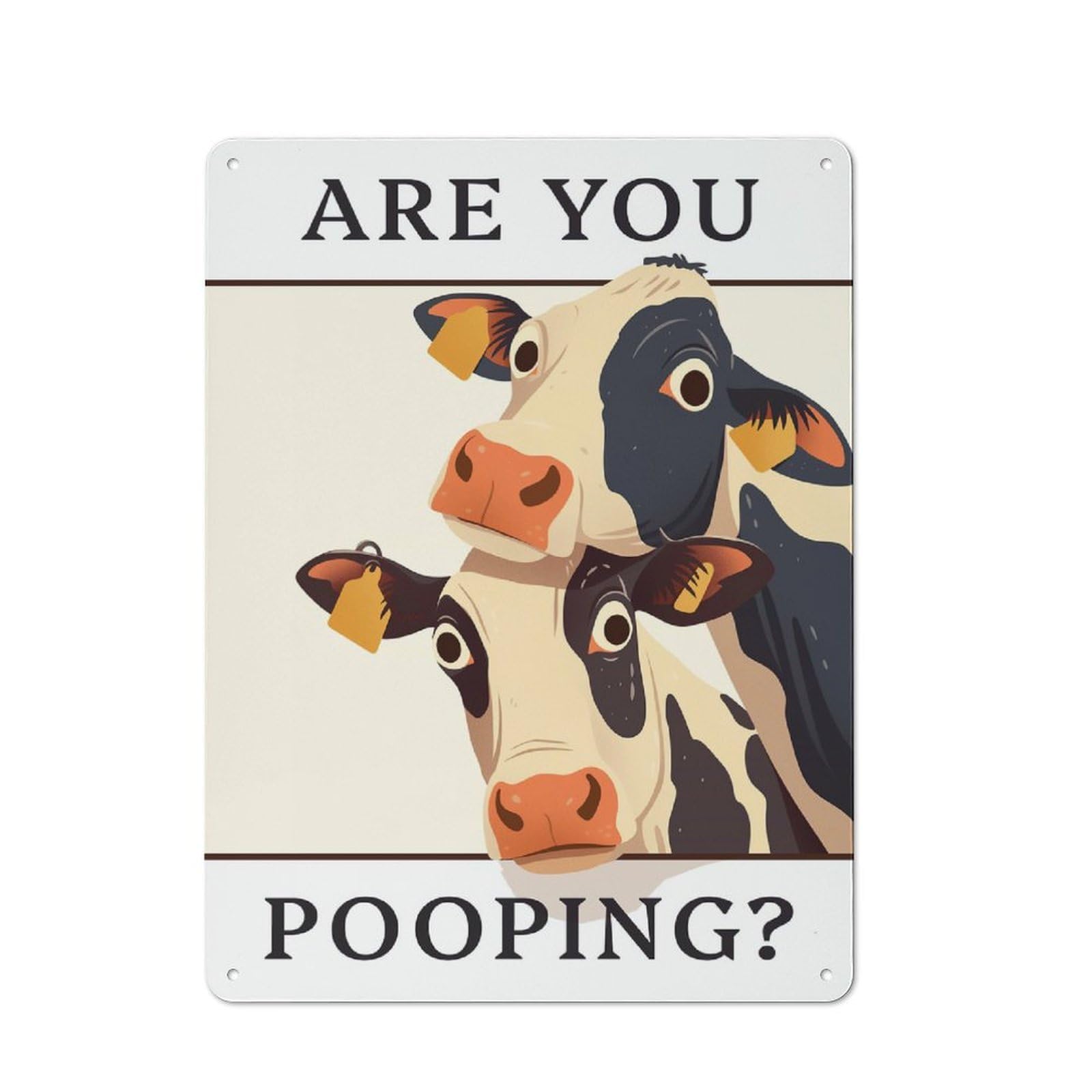 Junmoney Style-14 40X30cm Retro Metal Sign With Funny Cows Asking Are You Pooping For Living Room Or Hallway, For Living Room Decor Lovers Refreshing A Room In Autumn