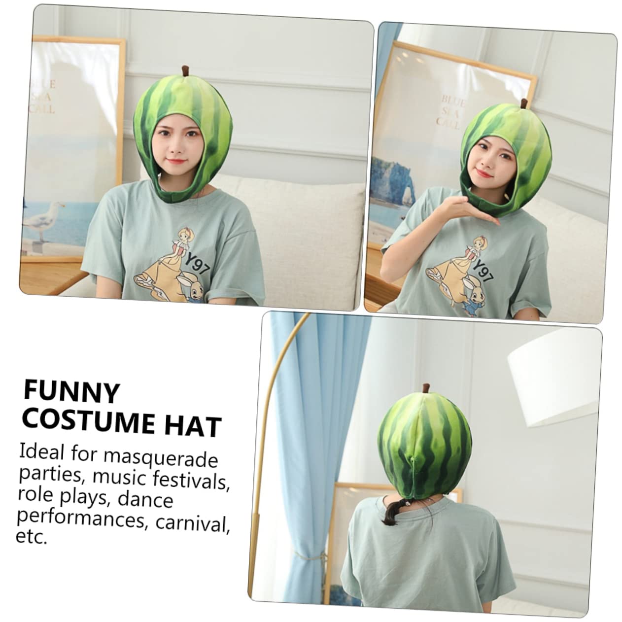 4piezas Sombrero Divertido De Sandía Para Fiestas y Disfraces Diseño De Cosplay Material y Cómodo Para Cumpleaños y Fotografía