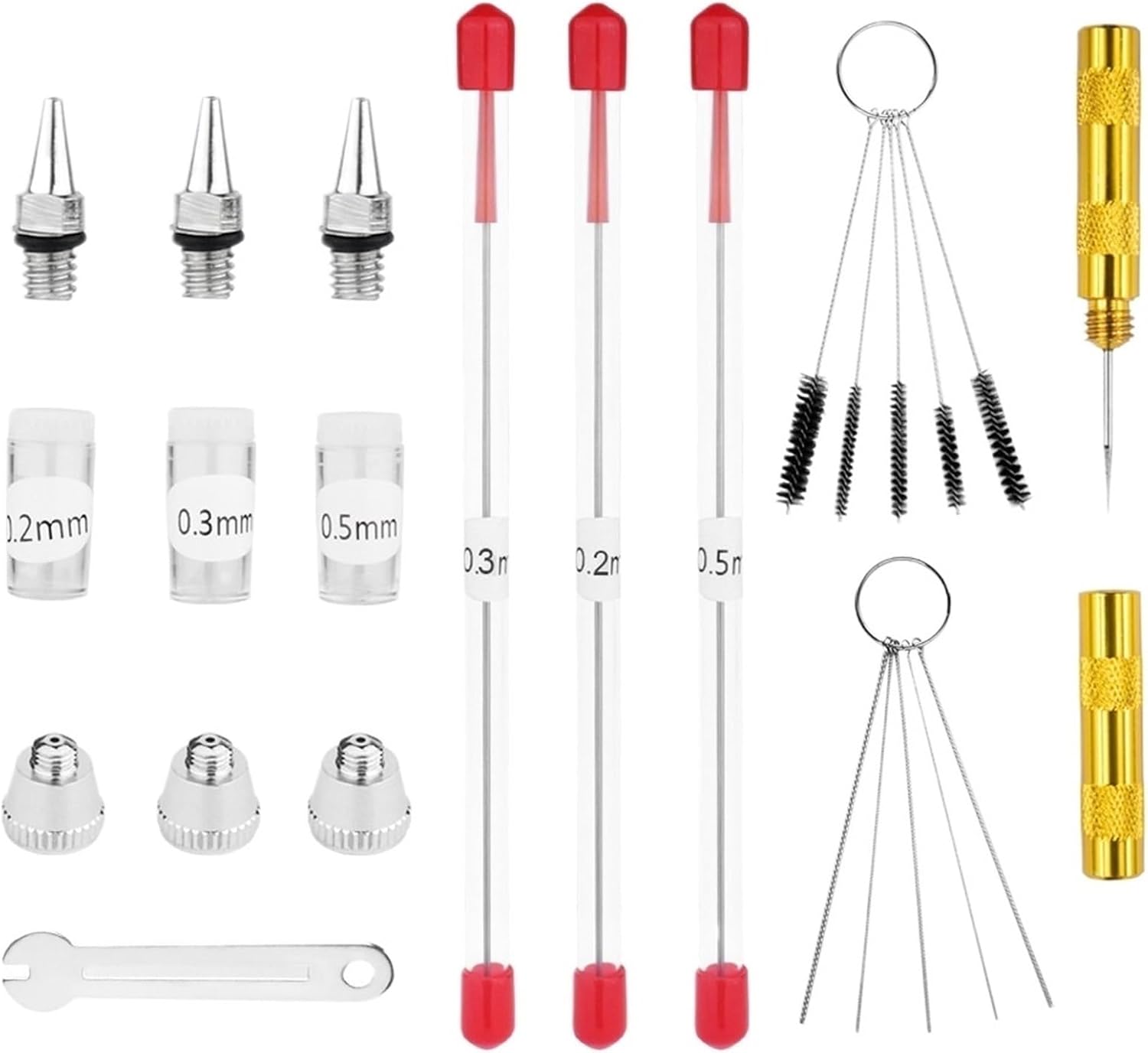 0.2mm, 0.3mm, 0.5mm Airbrush Nozzle Airbrush Needle Nozzle Cap Replacement Parts for Airbrush Spray Gun Sprayer Accessories (Size : 0.3mm)
