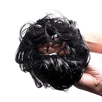 Vista 13 de Bella Hair - Rodete de extensión de cabello 100 % humano para banda elástica, extensión de cola de caballo ondeada, rizada o desordenada