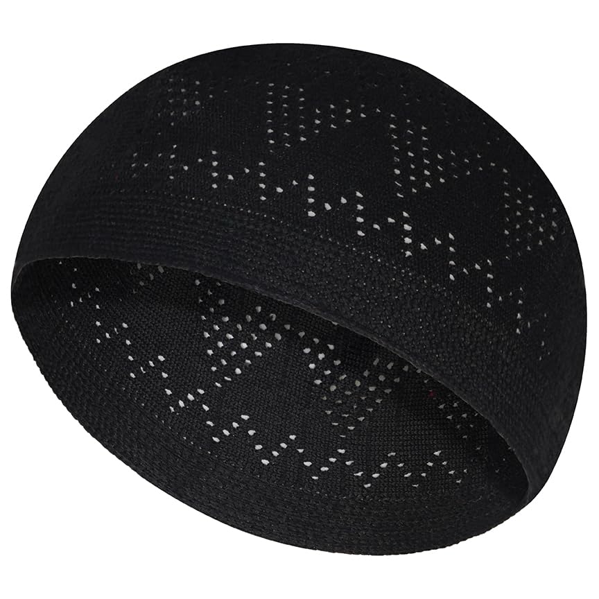 Kufi Hats for Men - Skull Kufi Caps Beanie - Taqiyah Crochet cufi - Muslim Hats for Islamic Gifts and Prayer Cap - Tupi (1 Black)