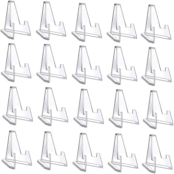 Pack of 20 Plastic Easels, Acrylic Easel Stands, Clear Display Easel, for Display Piece, Coin, High Resolution Photo, Medal, Badge