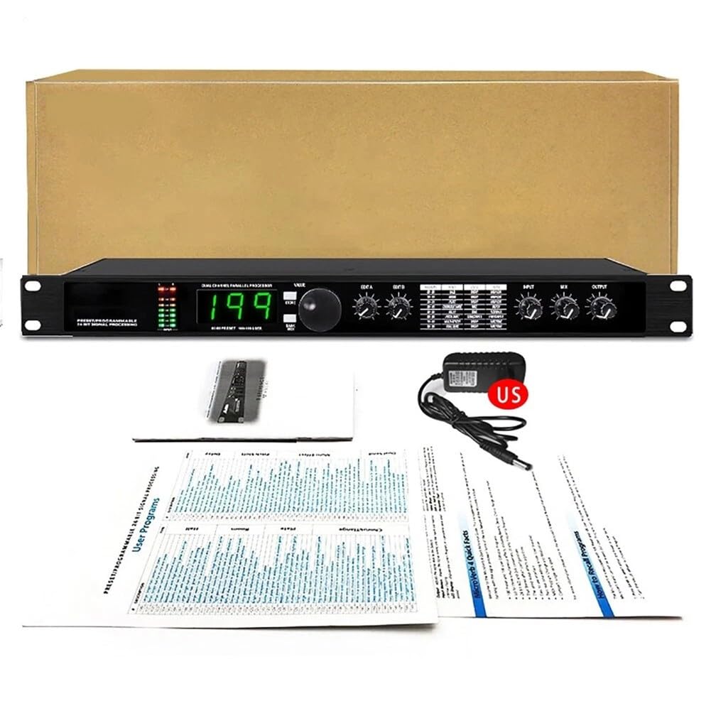 Gax-4II Pro Digital Reverb Audio Procesador para efectos DSP Voz Micrófono Ecualizador 99 Presets 199 Memoria Metal Negro Estudio Escenario