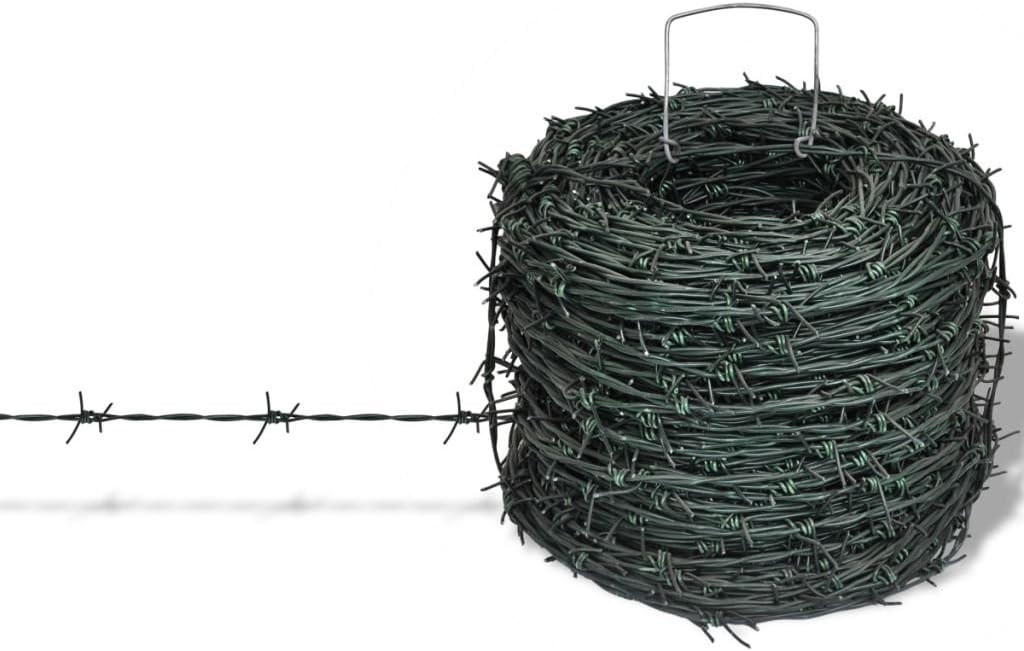 Daonanba Barbed Wire Yard Protector Entanglement Wire Green Practical Wire Roll 328 ft