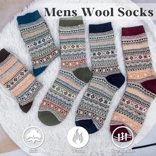 Mens Wool Socks for Winter Thick Warm Hiking Sock Soft Casual Nordic Boot Socks2