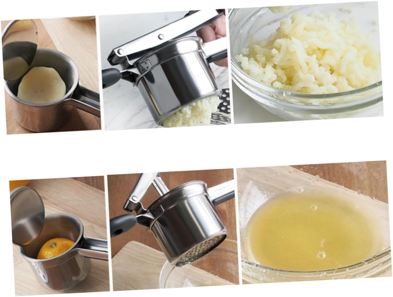 PRETYZOOM Non- Silicone Handle Food Pressing Tool for Potatoes Vegetables and Fruits Potato Interchangeable Disks for Purees