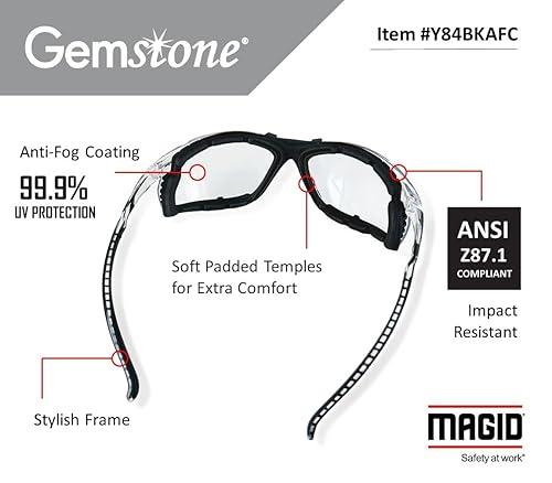 Miniatura 2 de Gafas Magid Y84bkafgy Gemstone Onyx, montura revestida de goma para seguridad, deportivas