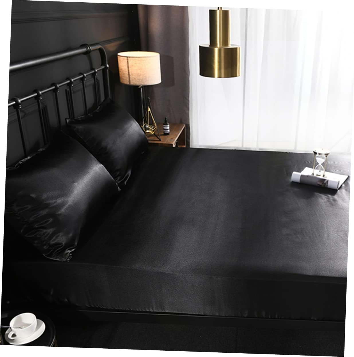 Zerodeko Black Silk Mattress Smooth Fitted Bed Protector for All Surround Bed Pad Cover Home Textile Essentials