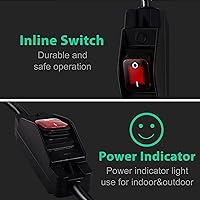 Vista 7 de Cable de Extensión para Exteriores con Interruptor de Encendido/Apagado Impermeable, Cable de Extensión de 3 Clavijas con Interruptor de Cable