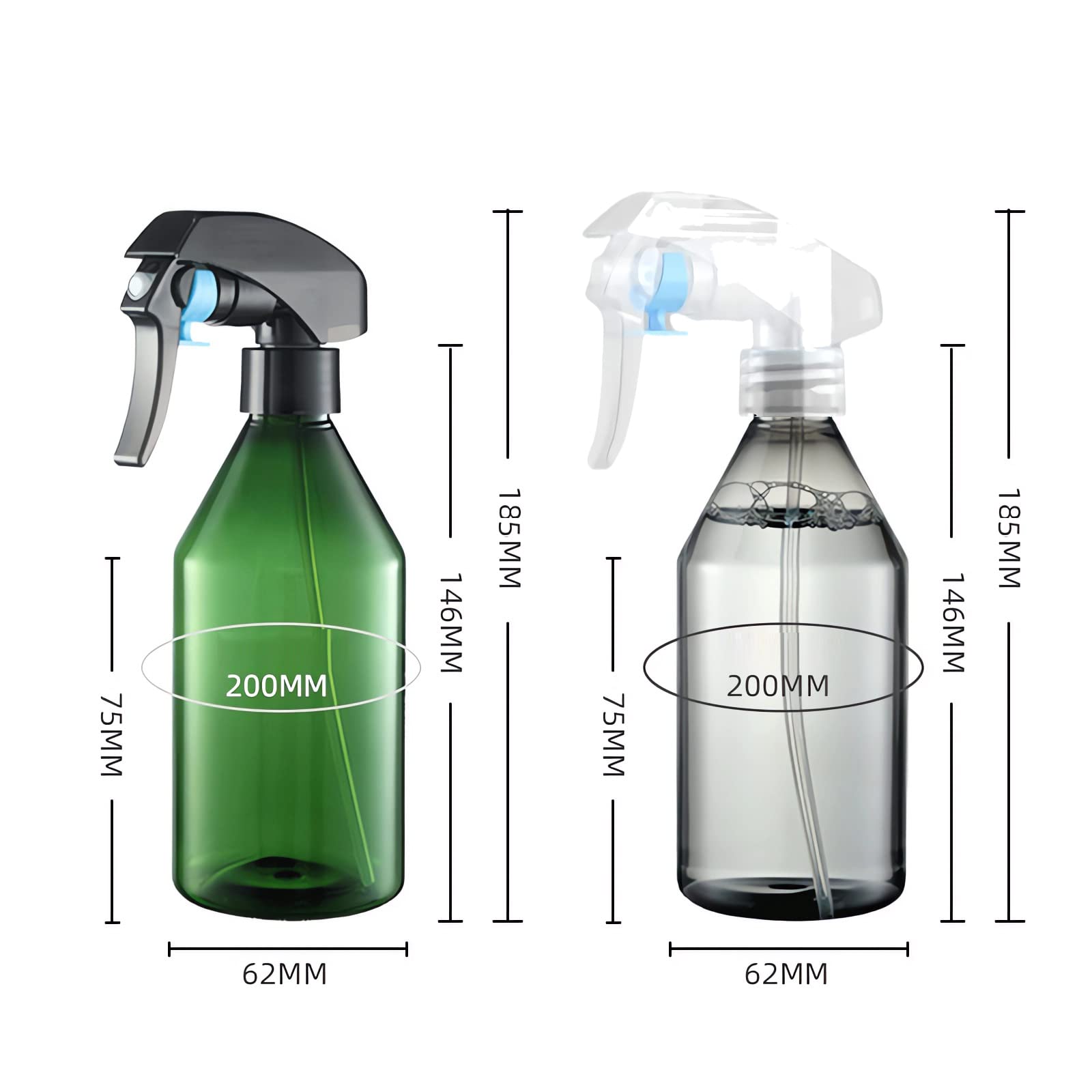 12 Stück, 300ml Grau Plastik Kunststoff Sprühflasche Mit Schwarz Sprüher Nachfüllbar Sprühflaschen Leer für Blumen, Haare, Reisen, Reinigung, Gartenarbeit Kosmetik