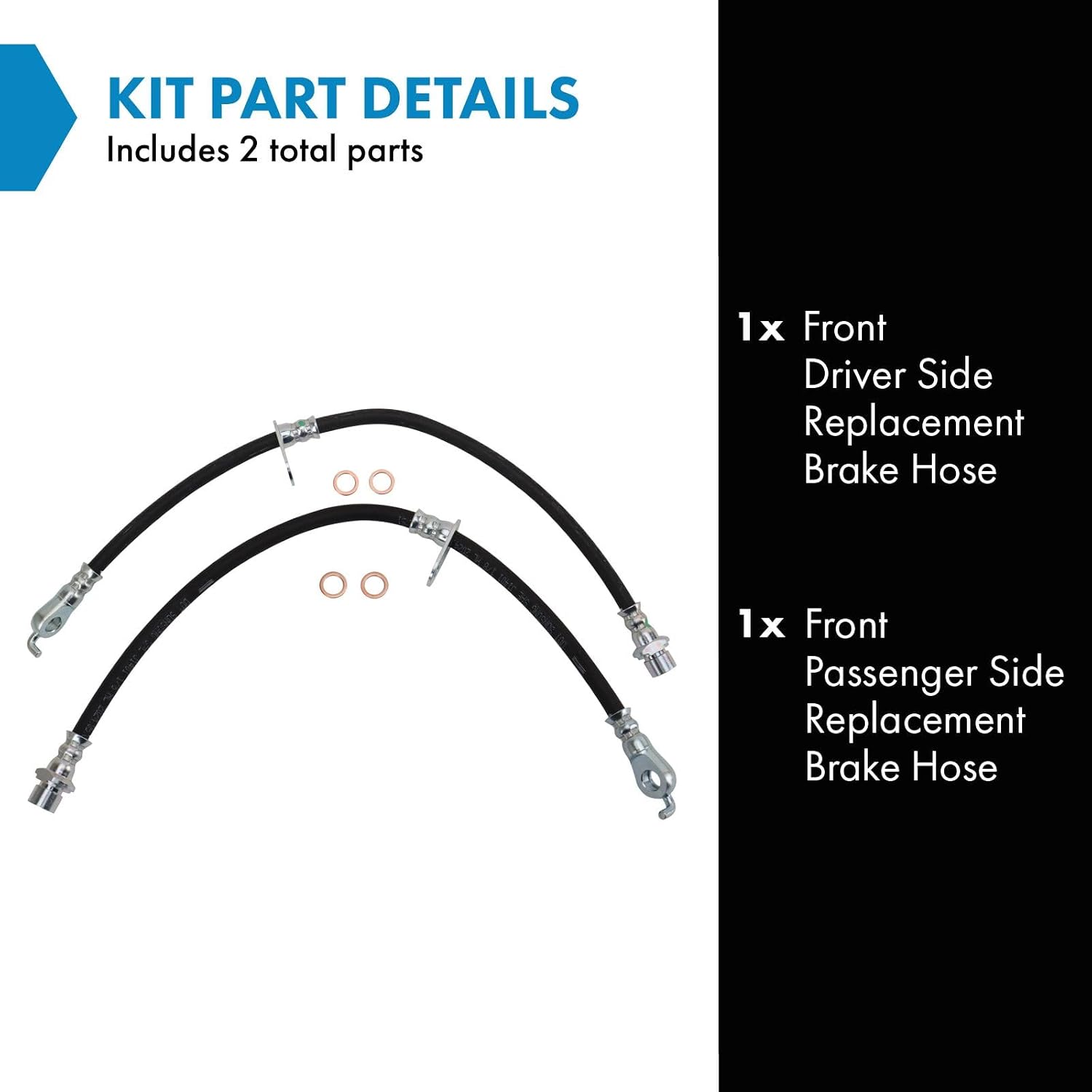 TRQ Front Brake Hose Set Compatible with 13-18 Avalon 12-17 Camry 18 ES300h ES350