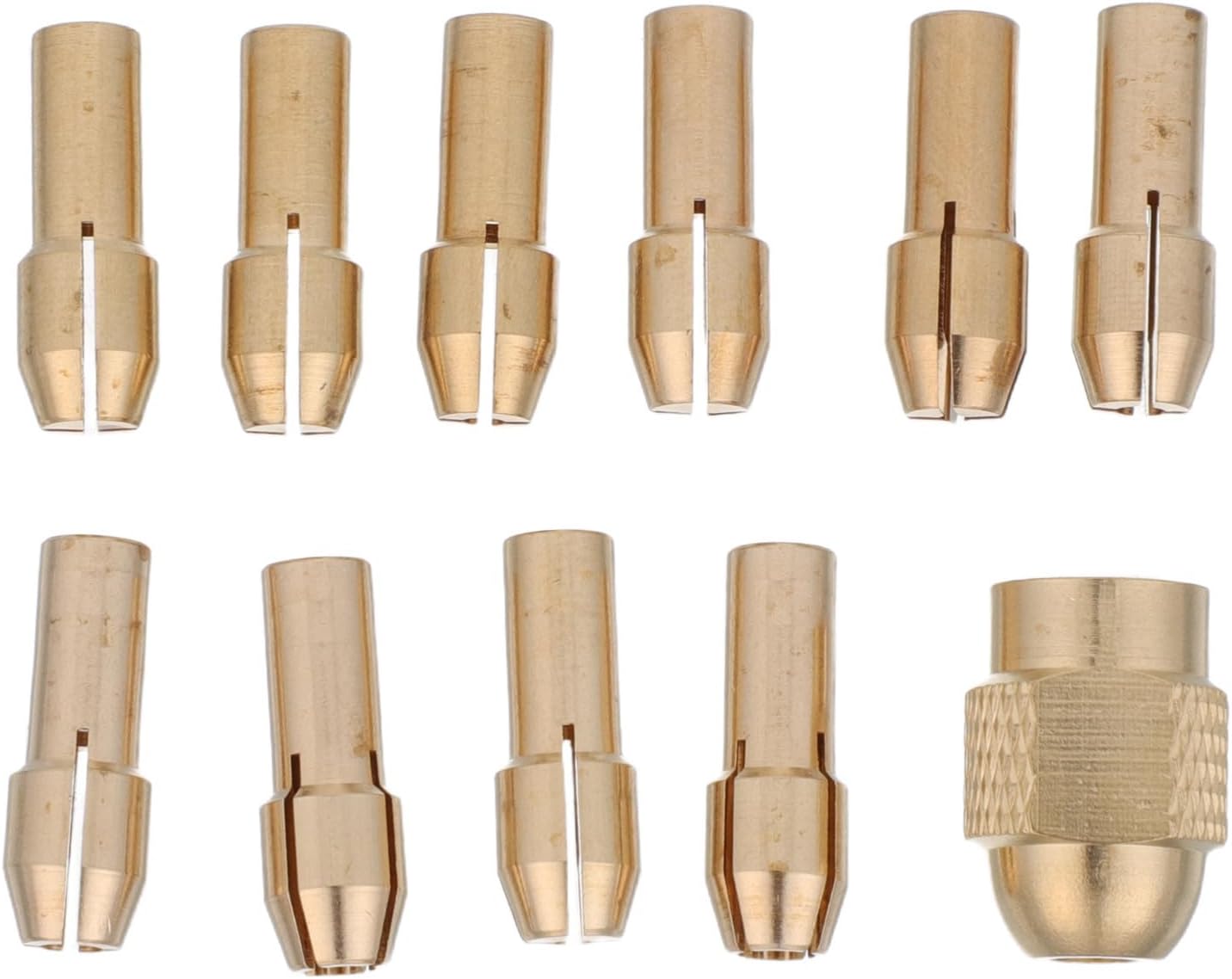 Precision Drill Chuck Collet Adapter Gold 11pcs for Rotary Tools