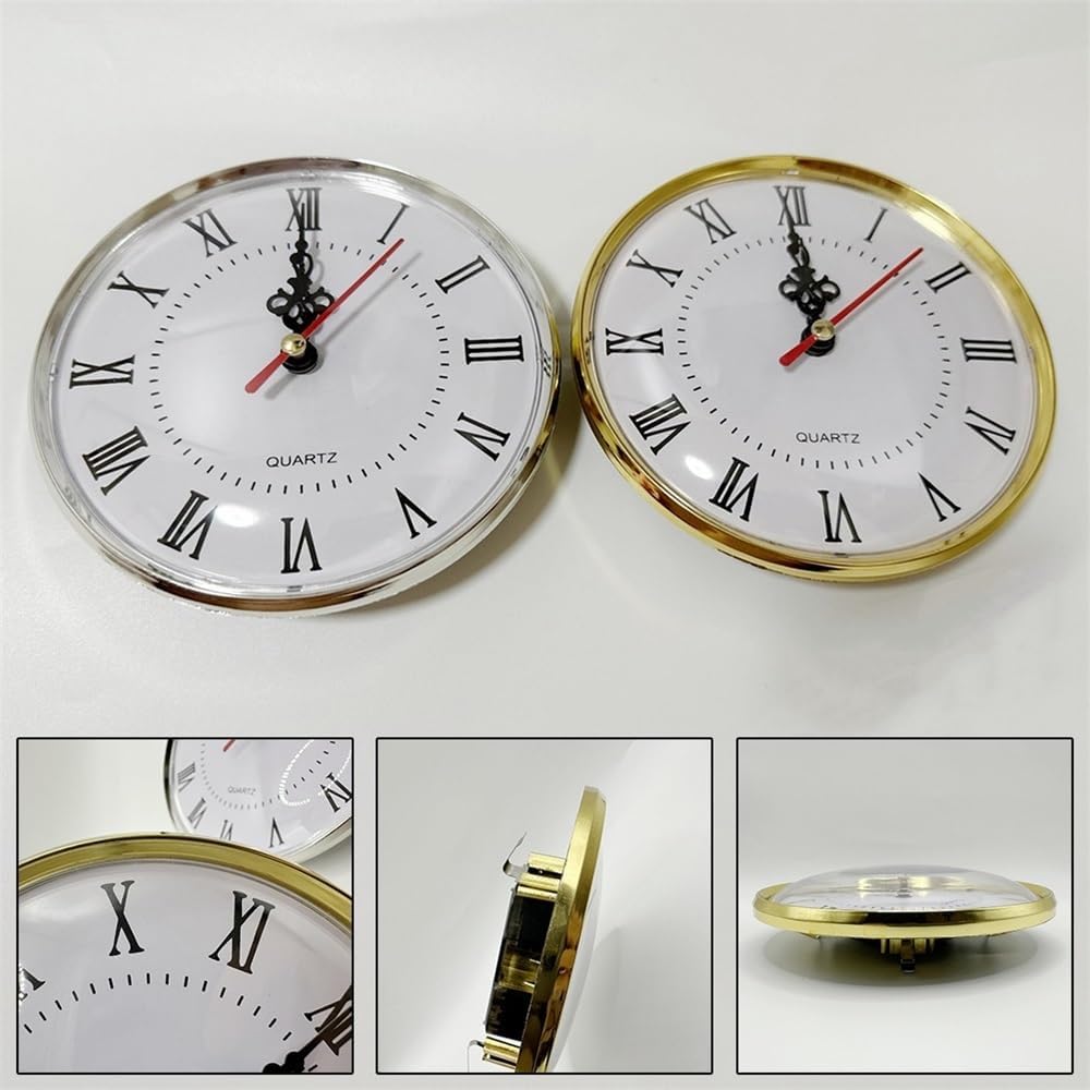 Decor 130MM Quartz Movement Round Clocks for Head Insert Classic Clock Craft Roman Numerals Watch Handmade DIY Replacement Part for Living Room(Gold)
