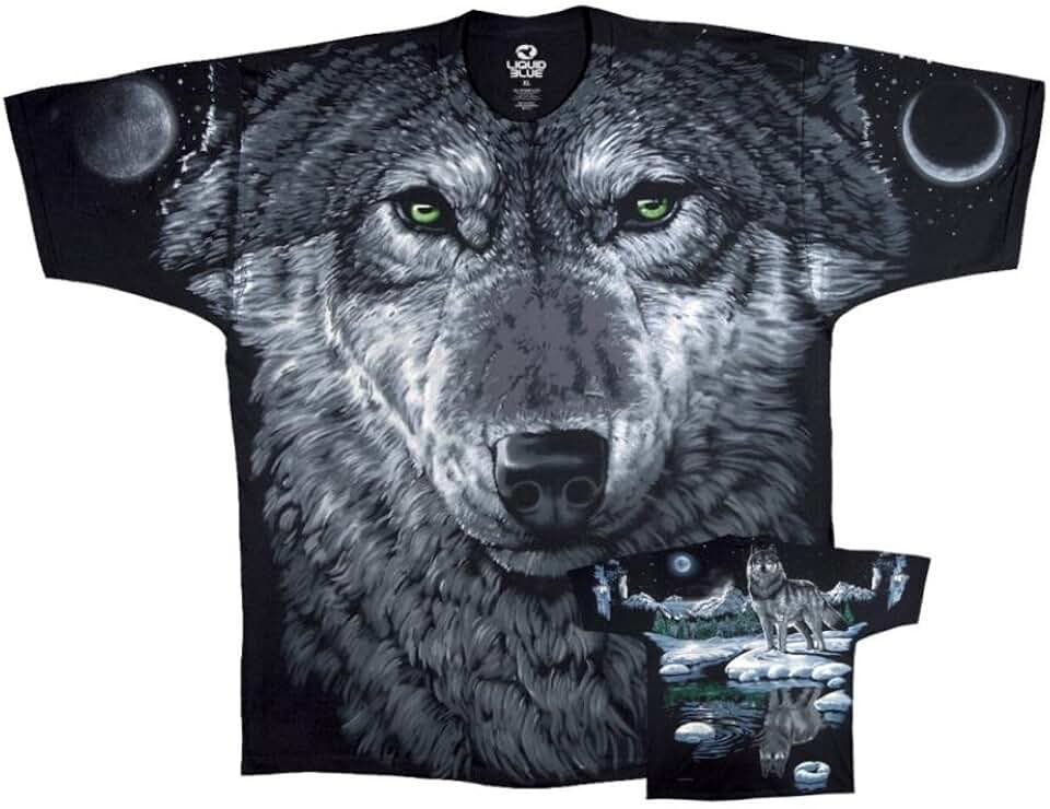 Liquid Blue Men's Arctic Wolf Black T-Shirt