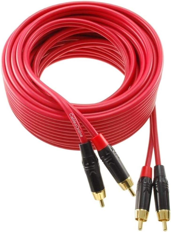 CablesOnline, 40ft. Two-RCA Male to Two-RCA Male Gold-Plated Ultra-Flexible Red Premium Audio Cable, AV-440QR