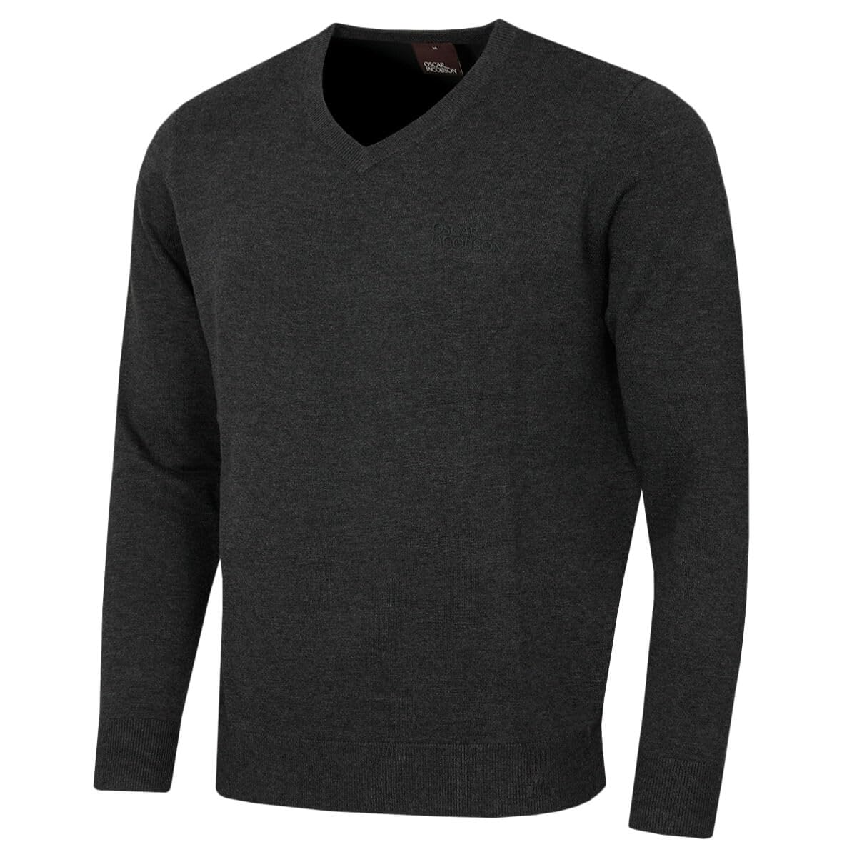 Oscar Jacobson Men's Charcoal Walker V Neck Breathable Sweater - Xxl