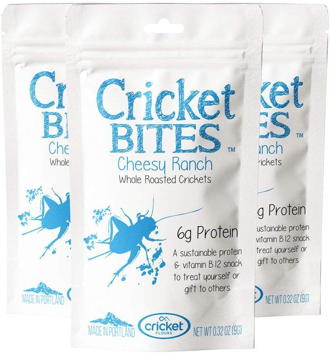 Cricket Bites: 3-Pack of Cheesy Ranch Flavor Edible Insects (Made in Portland, Oregon) by Cricket Flours