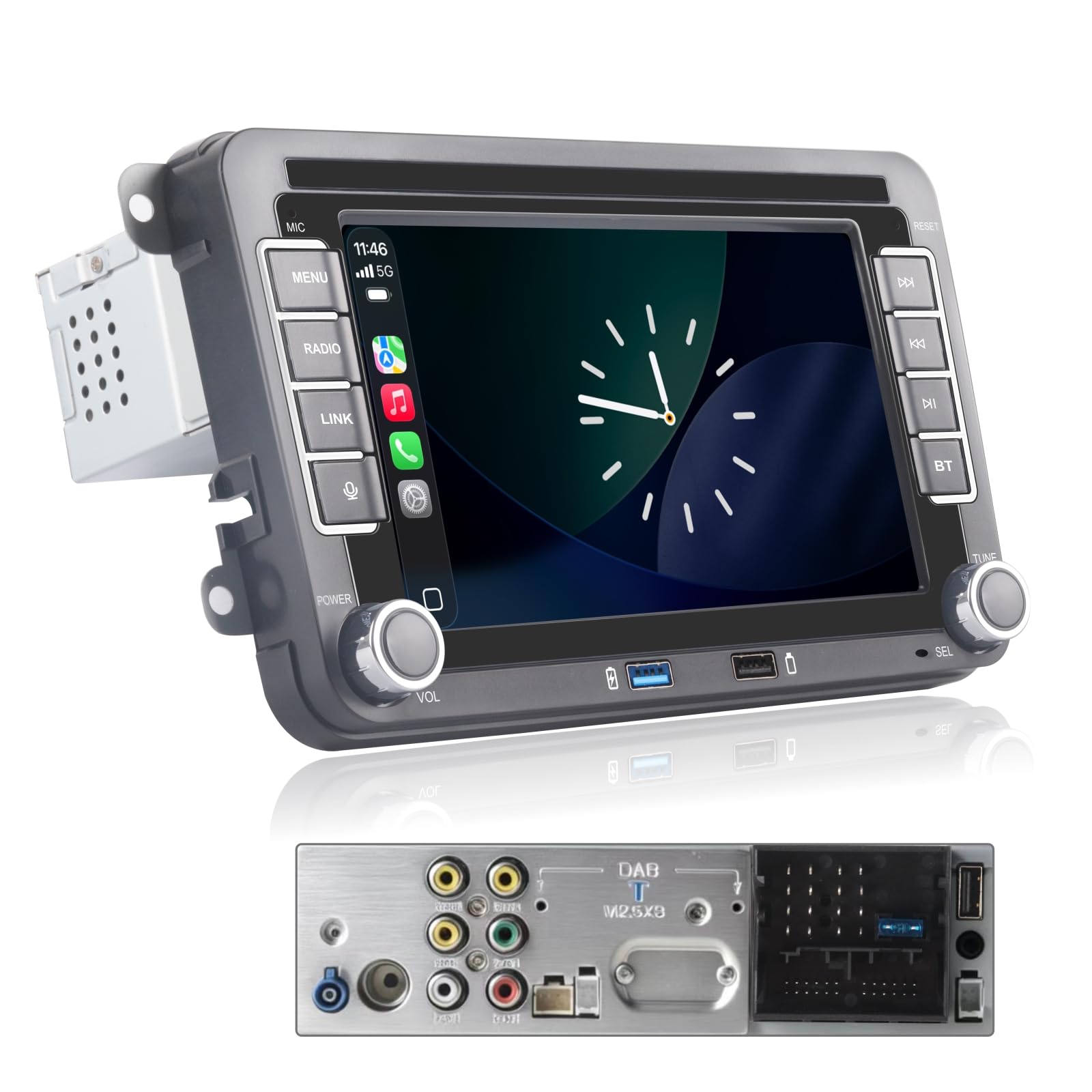 Autoradio Linux per VW Golf 5 6 Passat Polo RCD330 con CarPlay Wireless e Android Auto, avvio in 2 secondi, comandi fisici tramite manopola, audio di livello OEM, Plug & Play Porta Quadlock