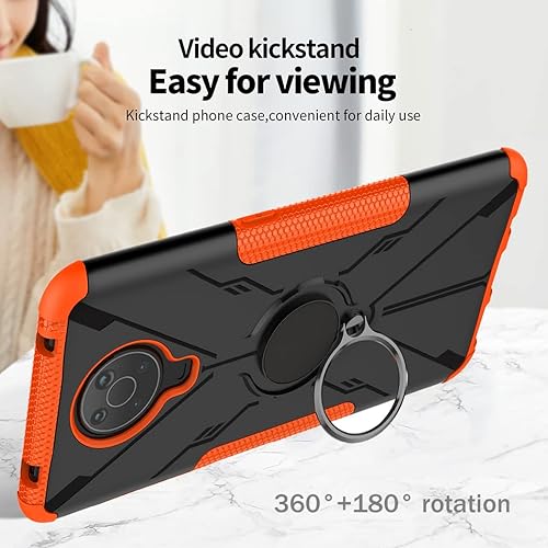 Miniatura 2 de Gufuwo Funda para Nokia G10 TA-1334, funda para Nokia G20 TA-1336 con protector de pantalla de vidrio templado, soporte de anillo de metal para