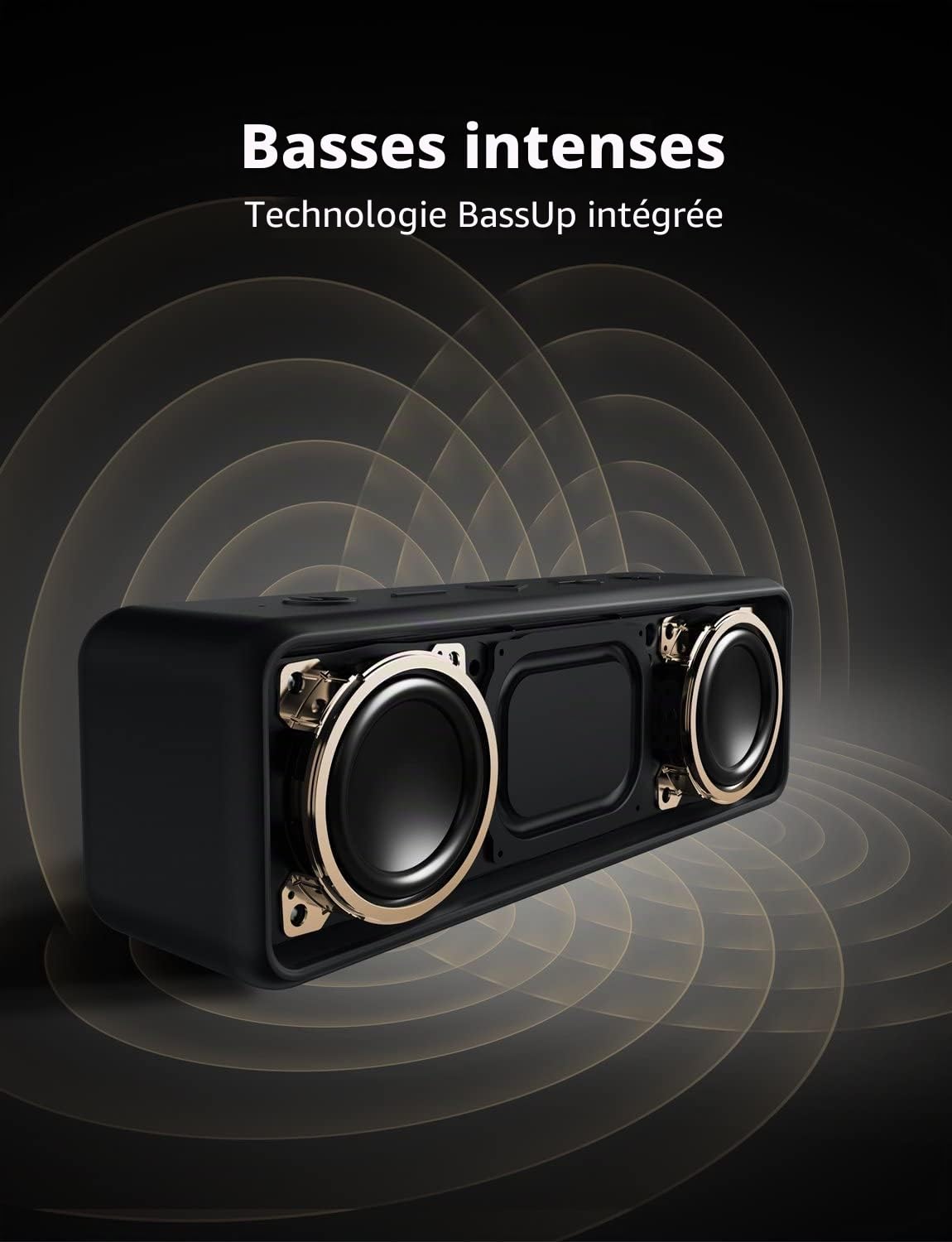 Anker Soundcore 2 Enceintes Bluetooth portables avec son stéréo de 12 W, bassUp, étanchéité IPX7, autonomie de 24 heures, appariement stéréo sans fil, haut-parleur pour la maison, l'extérieur