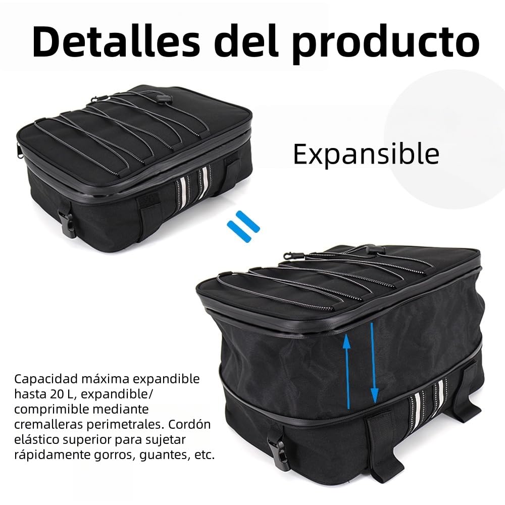 Bolsas De Equipaje para Moto Top Pack, Adicionales para R1200GS, F650GS, F700GS, F750GS, F800GS, Accesorios para Moto, Superiores Multifuncionales (Dos Bolsillos Laterales)