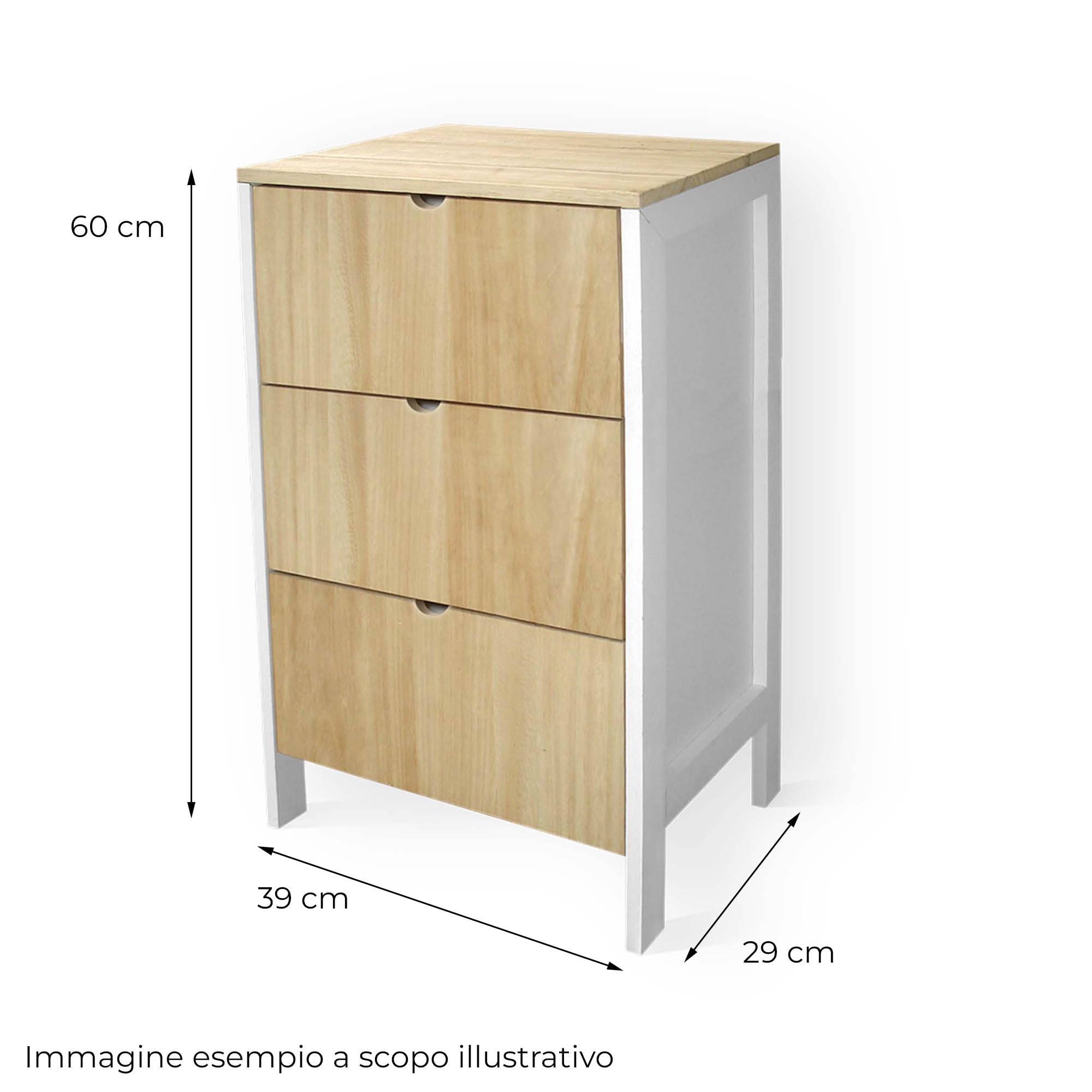 Cassettiera 3 Cassetti Moderna - Mobile Portaoggetti In Legno, 71x46x66 Cm, Nero, Per Camera O Soggiorno - Foto 5