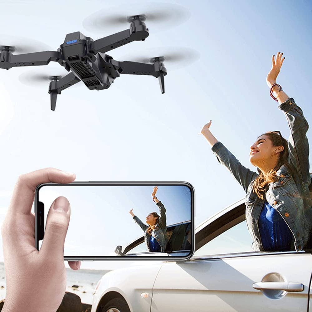 Składany dron E58 z podwójną kamerą dla dorosłych/dzieci Składany dron RC z kamerą 4k HD, wideo na żywo, utrzymywanie wysokości, kontrola grawitacji, przerzucanie 3D, start/lądowanie jednym kl