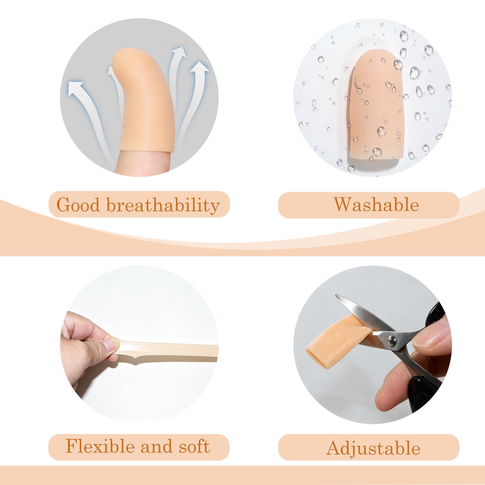 10 Pcs Protège-Doigts en Silicone, Doigtier Silicone pour Doigt, Protection du Bout des Doigts Imperméables, Pansement Doigt Main pour Soulager l'Eczéma, Fissures et Ampoules