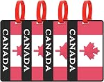 Canada Tag à bagages 2 Pack, Silicone Valises Mots clés avec porte-carte de nom, étiquette de sac de voyage pour les femmes hommes, étiquettes de bagages pour sac à dos, noir