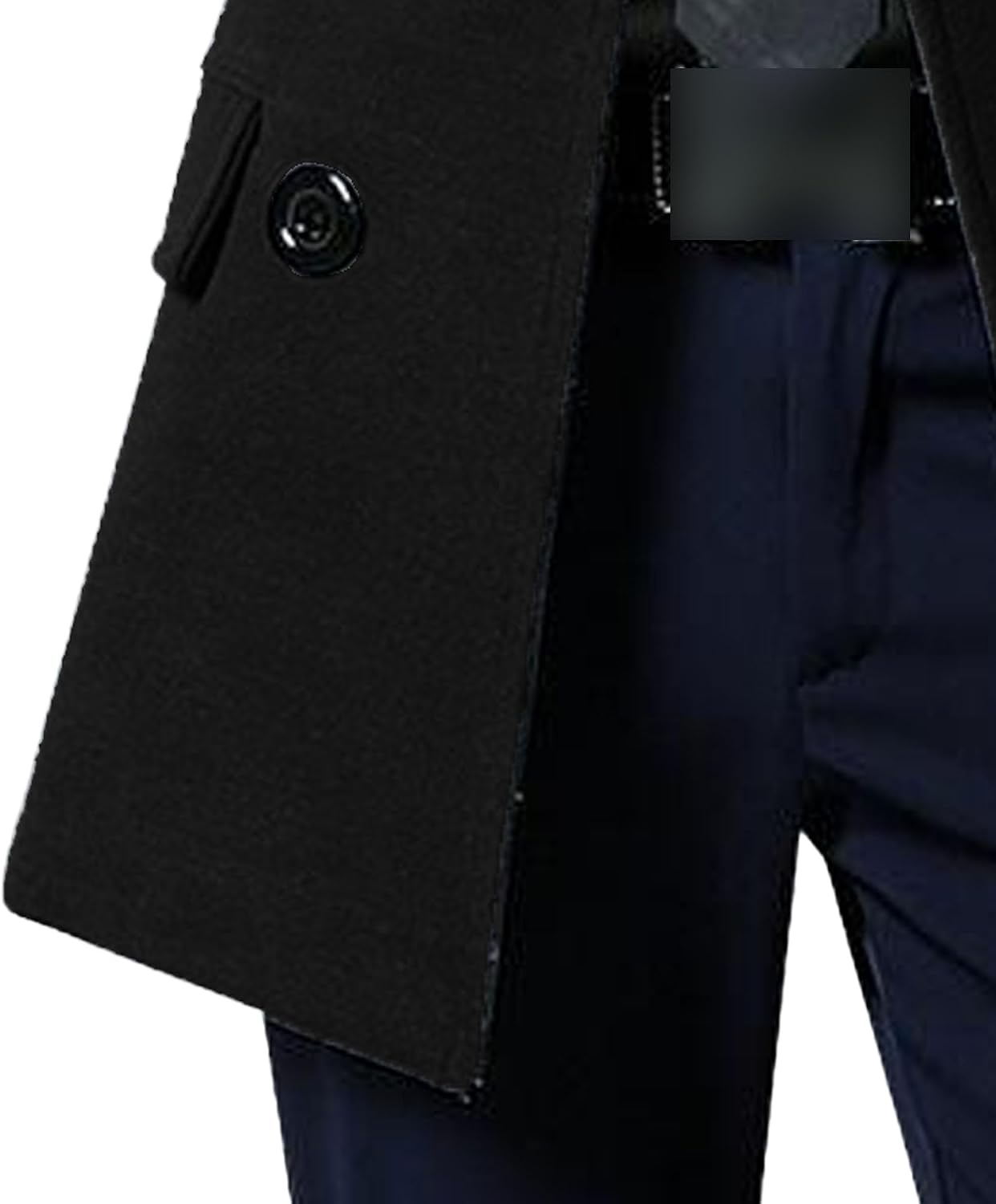 Men'S Casual Trench Coat Slim Fit Notched Collar Long Jacket Overcoat Double Breasted Pea Coat With Pockets