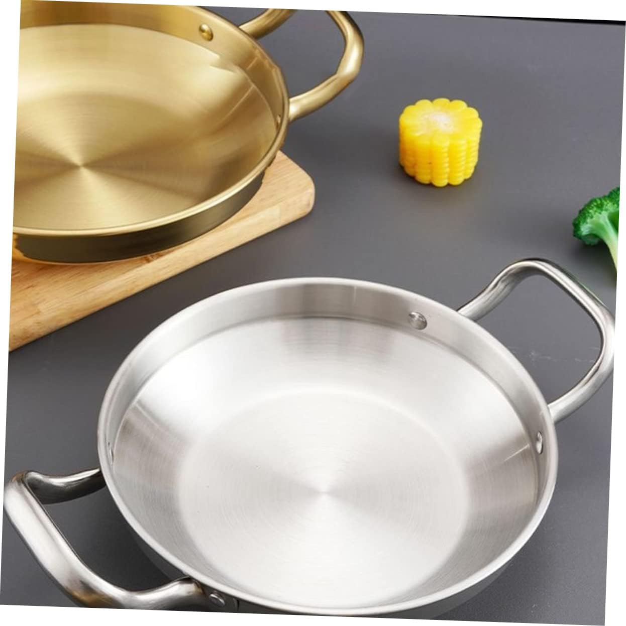 Korean Ramen Pan with Handles, Stainless Steel Hot Pot for Restaurant