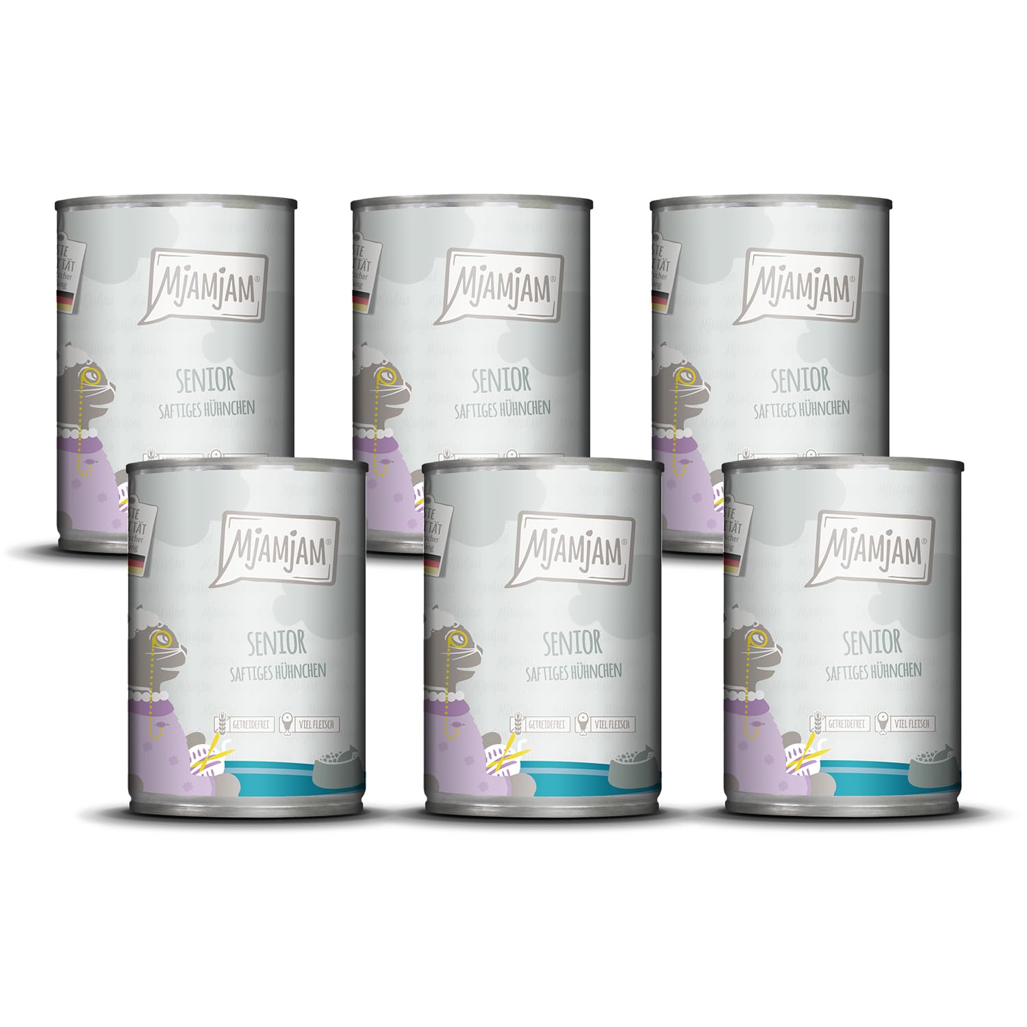 MjAMjAM - Premium Nassfutter für Katzen - Senior - saftiges Hühnchen, 6er Pack (6x400g), getreidefrei