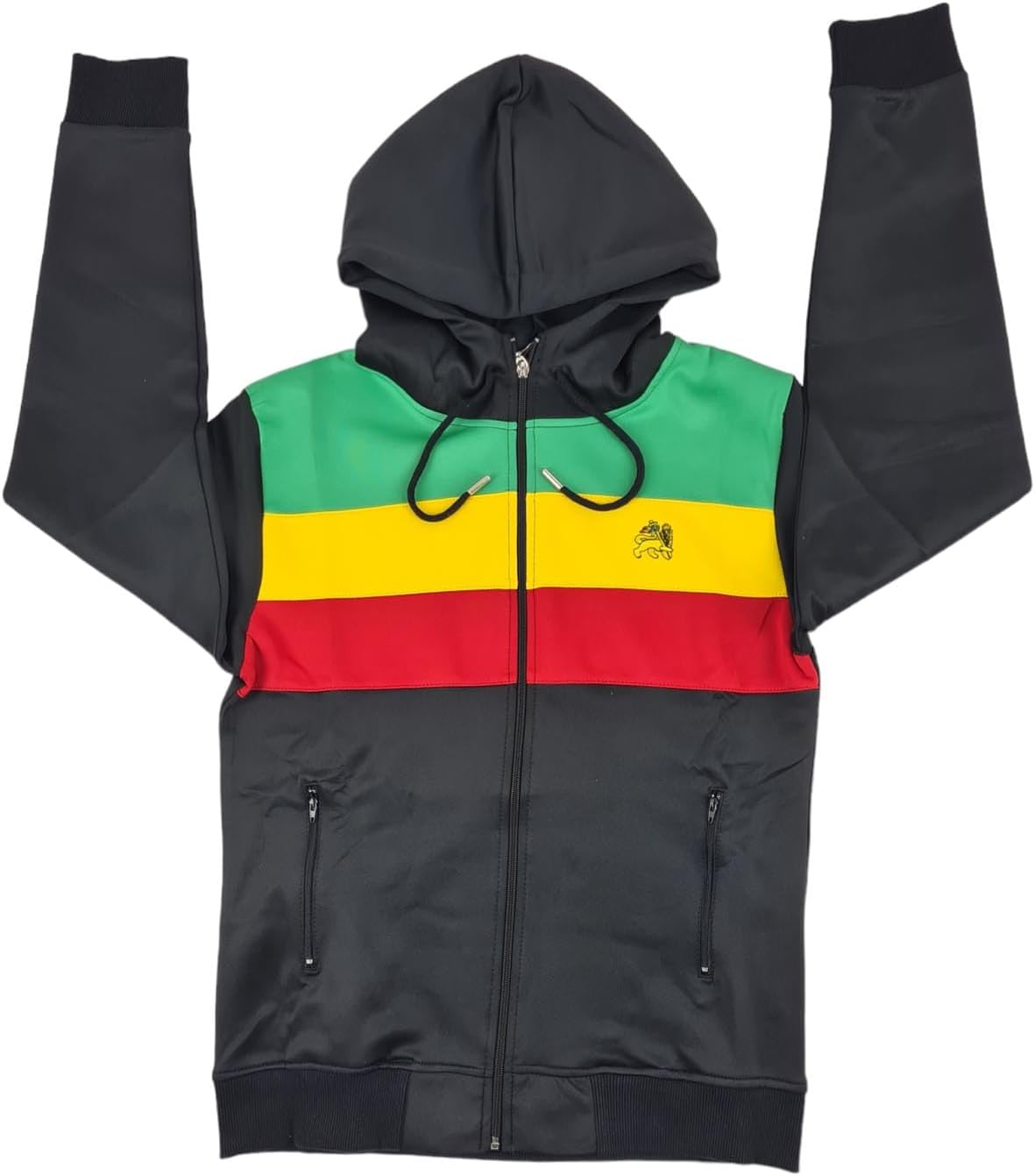 Generic Time Is Money Men's Urban Designer Streetwear Rasta Lion Tracksuit, Black, White - Image 3