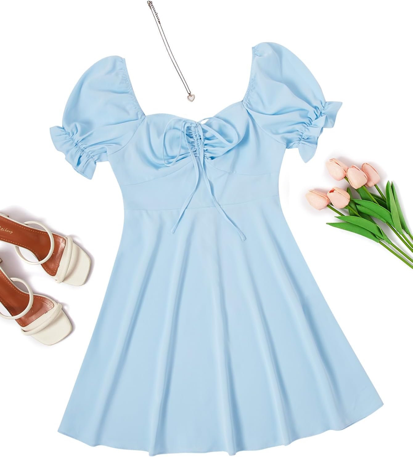Floerns Mini abito da donna con scollo a V, senza maniche