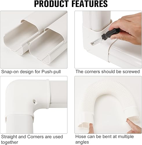 Miniatura 4 de OSMOFUZE Kit de cubierta de línea dividida de 3 pulgadas de ancho y 10 pies de largo, kit de cubierta de línea de PVC decorativo para aire