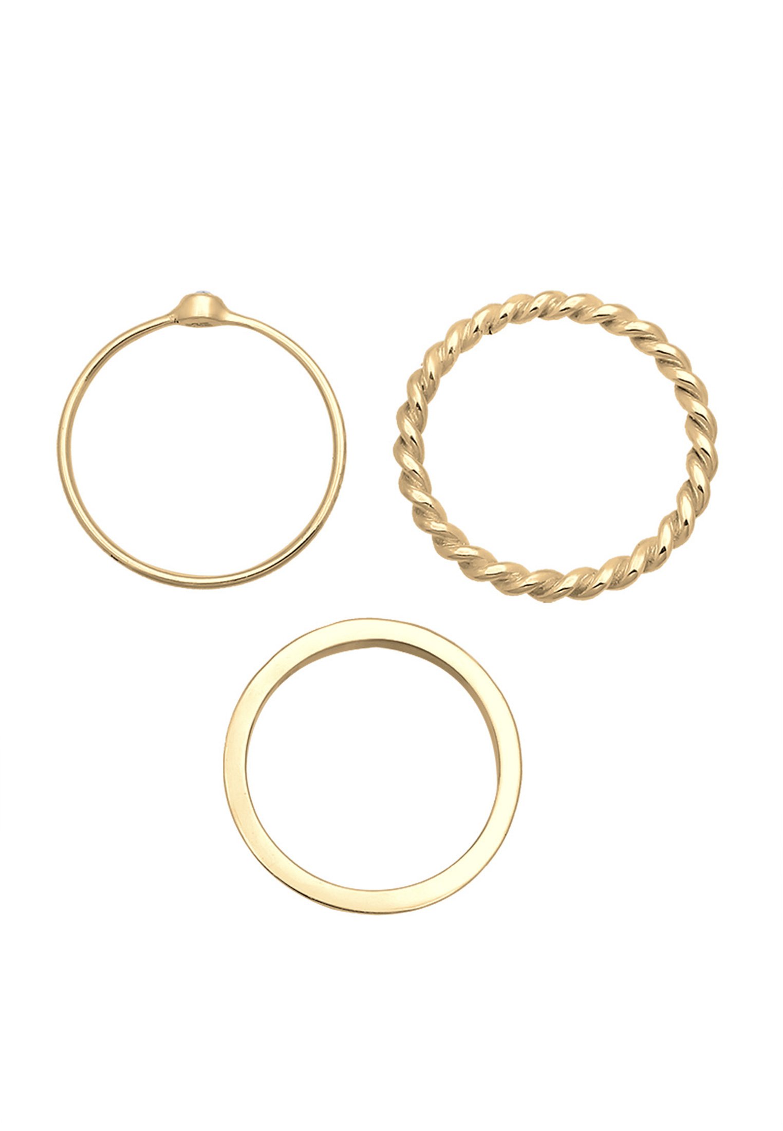 Elli Ring Damen Set Solitär Basic Gedreht mit Kristall in 925 Sterling Silber