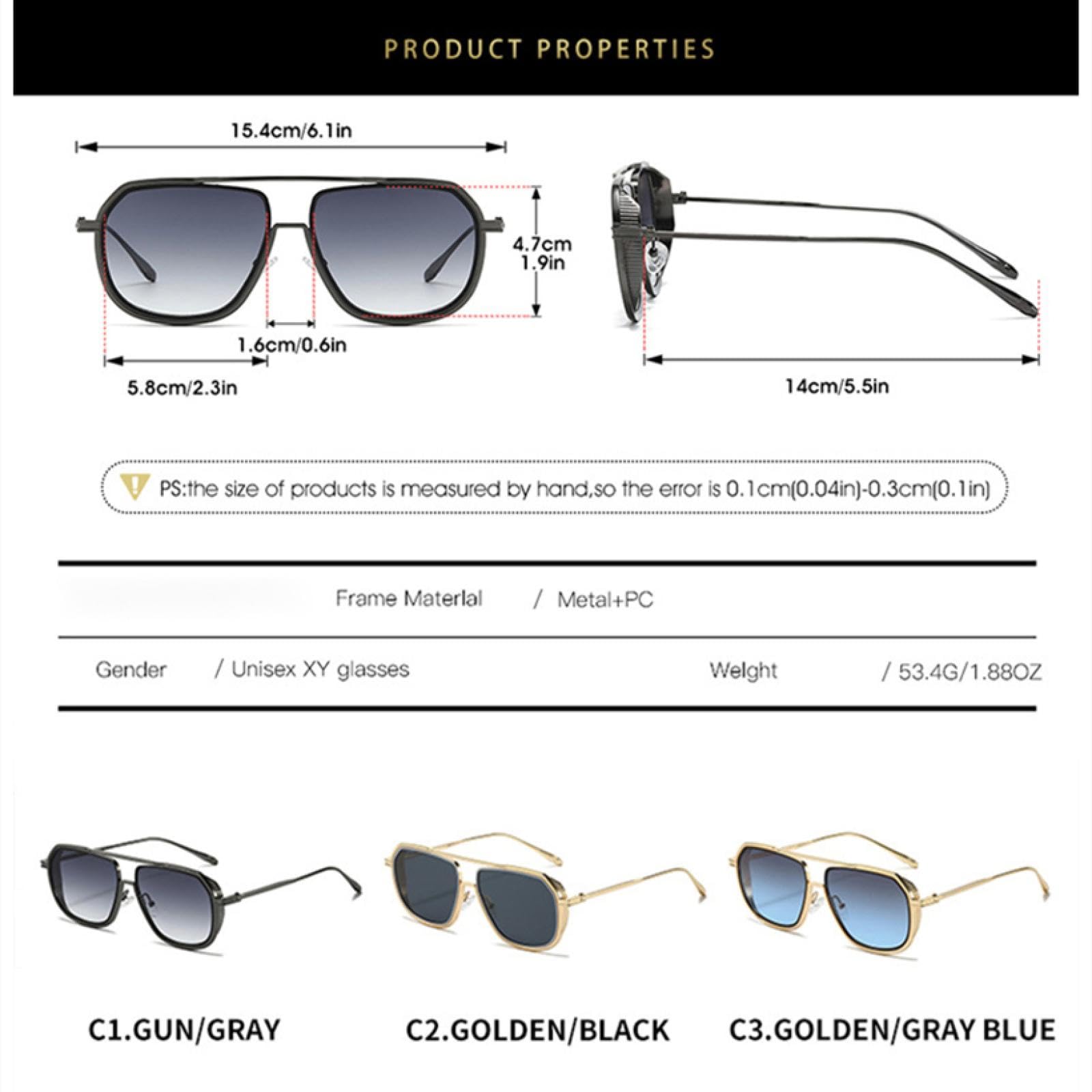Gafas de sol retro de metal para hombre y mujer, modernas, con degradado, UV400, estilo punk.