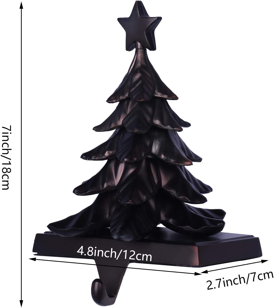 Hooqict Christmas Tree Stocking Holder Metal 3D Christmas Stocking Holder for Mantle Fireplace Christmas New Year Table Decorations Weighted Stocking Hangers with Hooks